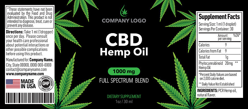 CBD油瓶标签模板设计