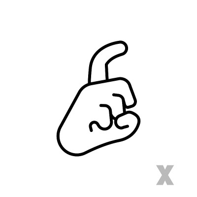 字母X通用和残疾人手字母。