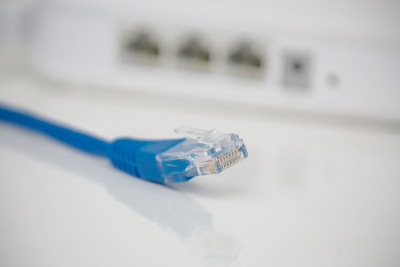 Internet网络蓝色网线，在输入端有连接器。