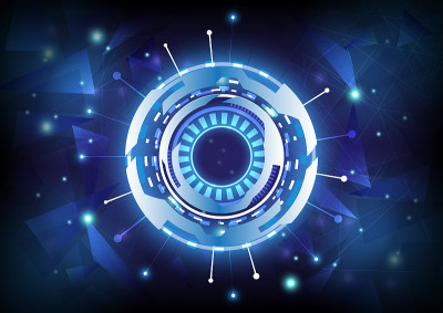 Futuristic Sci-Fi glowing HUD user. Data engineer 