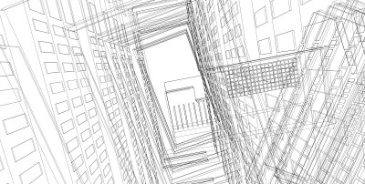 3D插图建筑透视线