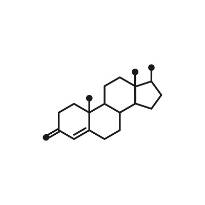 睾酮molecula结构。彩色线图标孤立在白色背景。