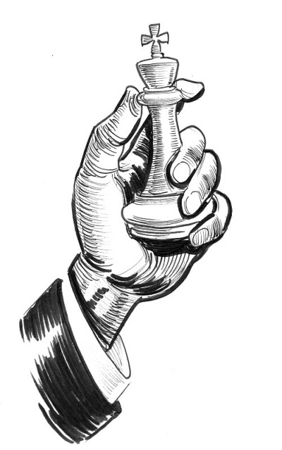 手握棋子
