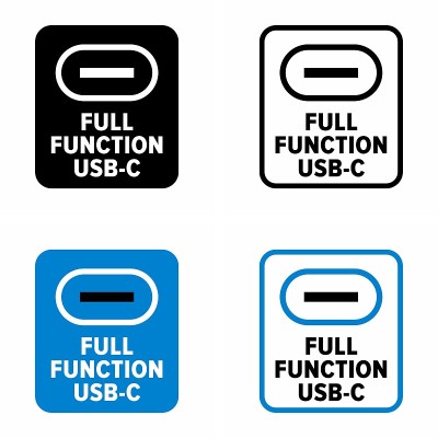 “全功能USB-C”连接系统信息标志