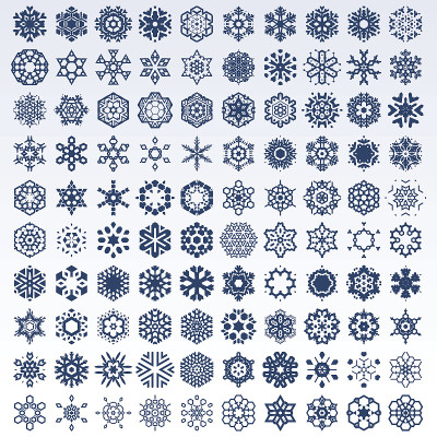 冬天和圣诞节的雪花矢量形状