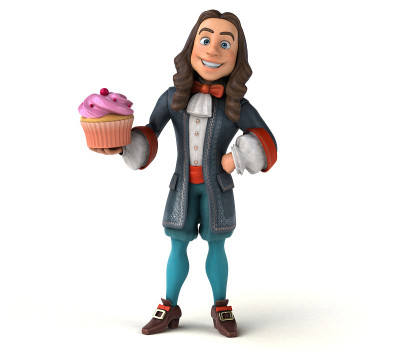 3D插图的卡通人在历史巴洛克服装