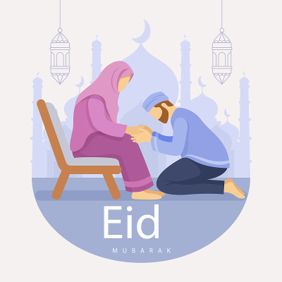 平面eid al-fitr插图矢量插图