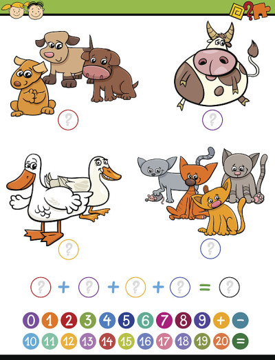 数学游戏卡通插图