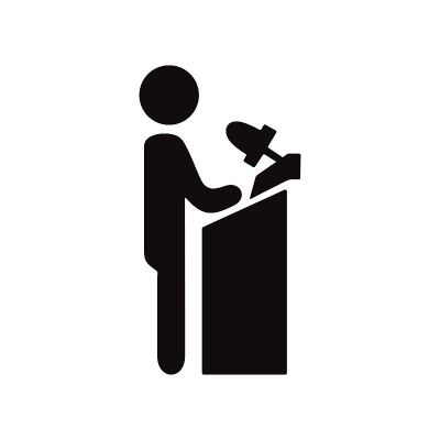 Public speaker icon illustration. Tribune speech s