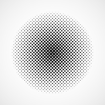 黑色抽象半色调圆。矢量图