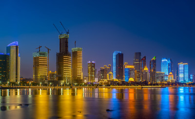 青岛城市建筑景观夜景