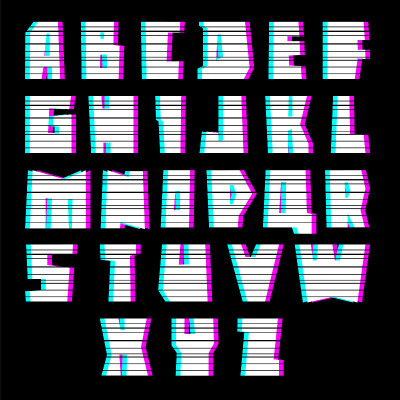 glitch font with interference, uppercase