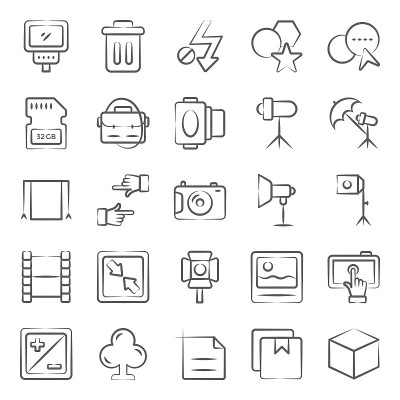 Pack of Photography Tools Line Icons