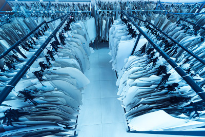 服装图案。纺织业生产线。纺织工厂。