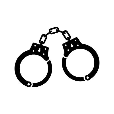 手铐图标用于拘留罪犯隔离在白色背景。警察的装备。警察元素和逮捕罪犯的监狱图标。自由的限制。手的枷锁
