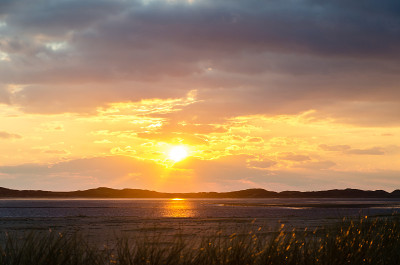日落Ponorama在海滩，Sylt, List，德国日落Ponorama在海滩，Sylt, Lis