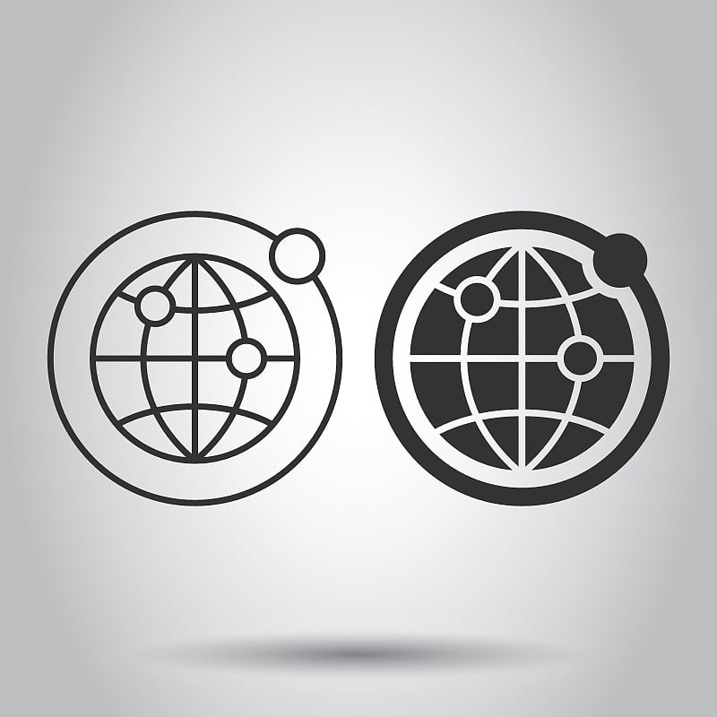 Earth planet icon in flat style. Globe geographic 