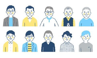 10个不同年龄的男人