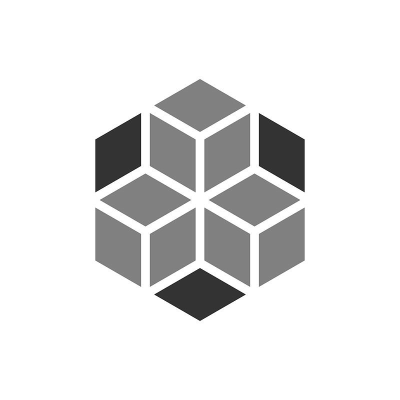区块链技术矢量图标在平面风格。密码学立方体块插图。区块链算法的概念。
