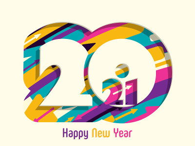2021年新年快乐文本设计向量。