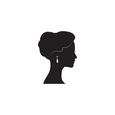 女人的脸轮廓。女士侧面与复古发型