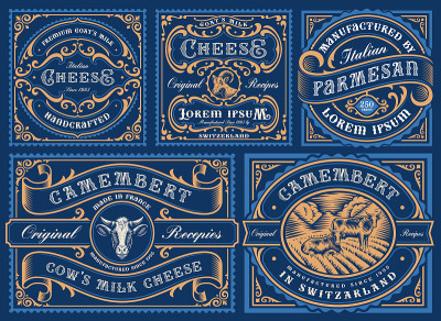 a big bundle of vintage editable cheese labels