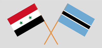 Crossed flags of Botswana and Syria