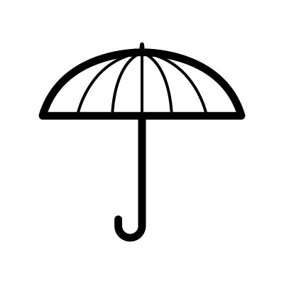 伞图标。黑色的轮廓剪影。线性图。矢量平面图形说明。白色背景上的孤立对象。隔离。