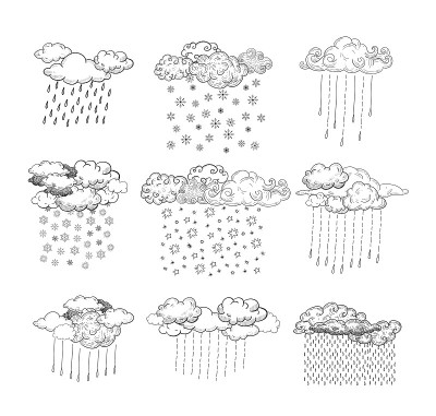 雨云，天气图标。矢量插图。