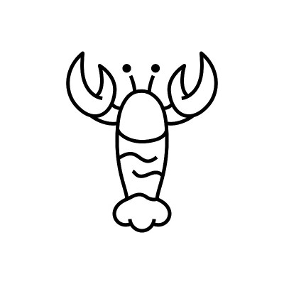 龙虾图标，小龙虾图标矢量插图