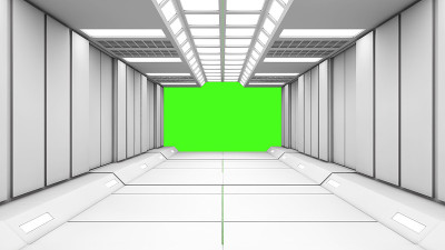 3 d渲染。未来空旷的室内走廊
