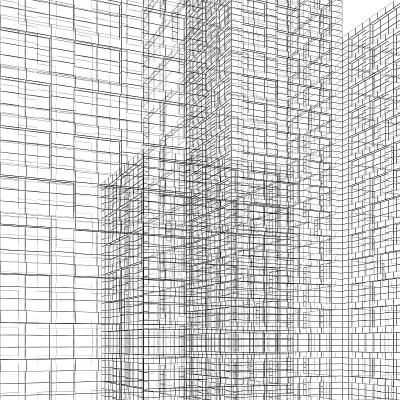 3d渲染，黑色线框线在白色