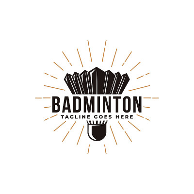 Vintage Shuttlecock badminton icon vector on white