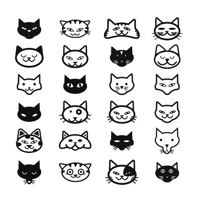 收集猫的图标，插图
