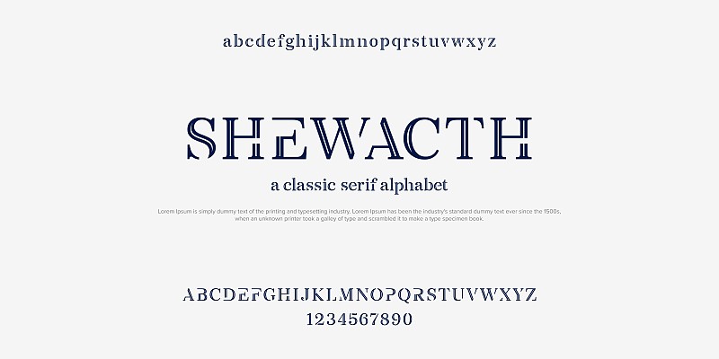 Classic typography font alphabet
