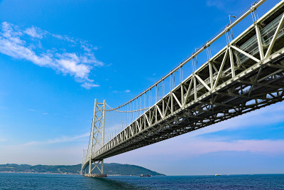 从神户海滨公园眺望明石海峡大桥