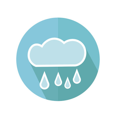 云与雨滴图标。天气多雨的预测。矢量插图。