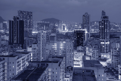 香港城市住宅区鸟瞰图