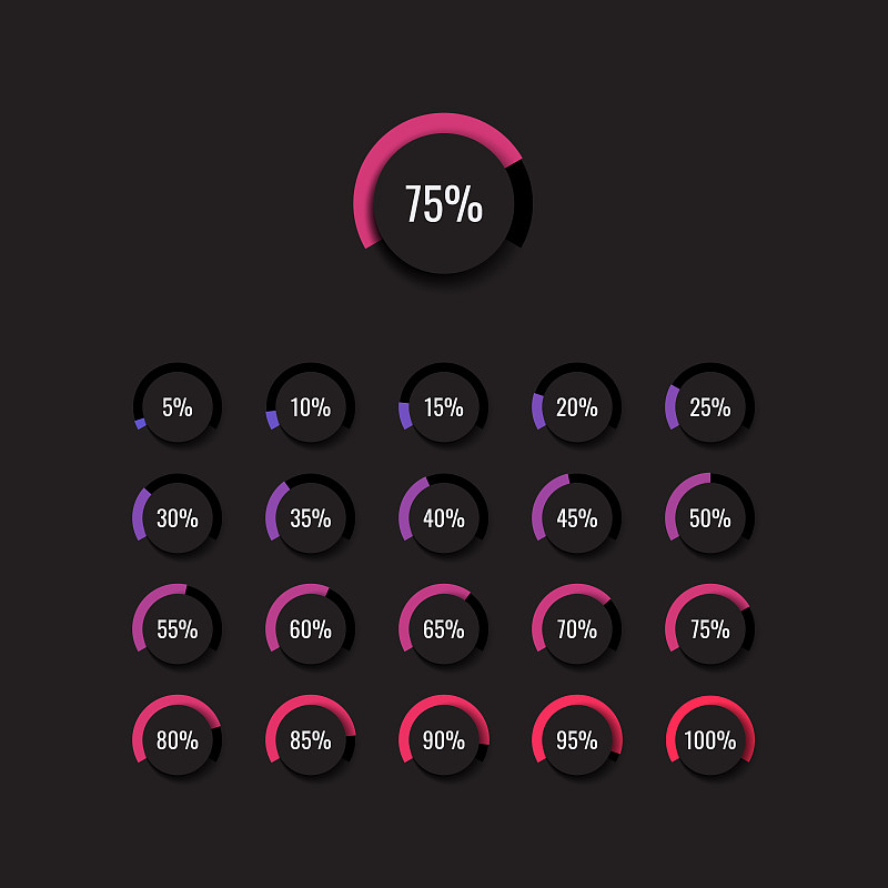 商业信息图piechart设置与圆形现实元素在一个白色的背景。使用文本框的现代矢量数据可视化。易于编