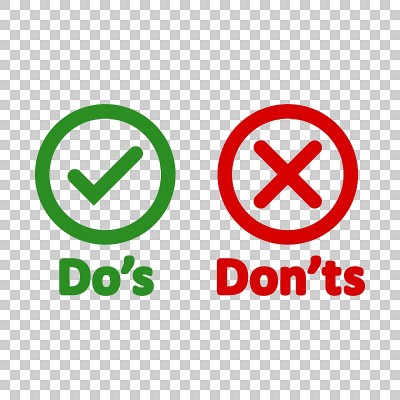 Do's and don'ts sign icon in transparent style. Li