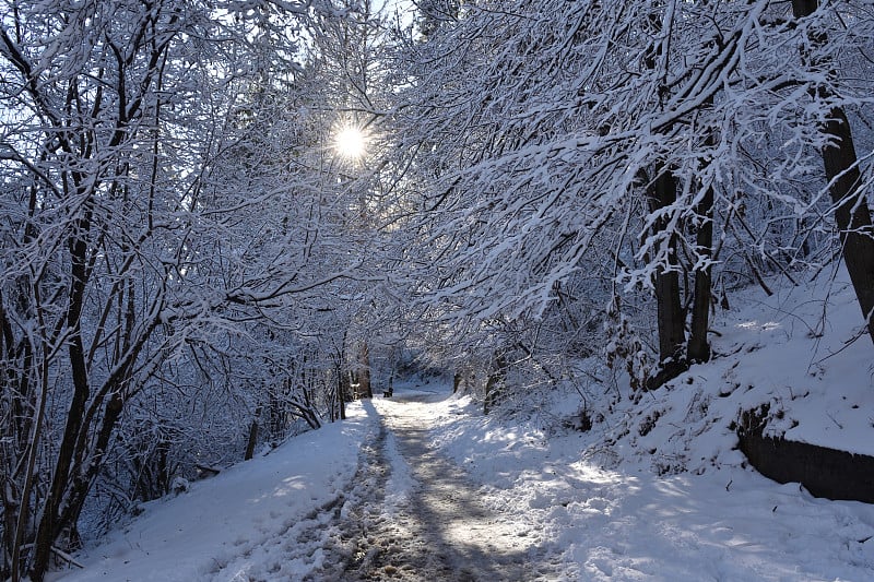 瓦瑞兹的萨克罗蒙特。带雪的风景。