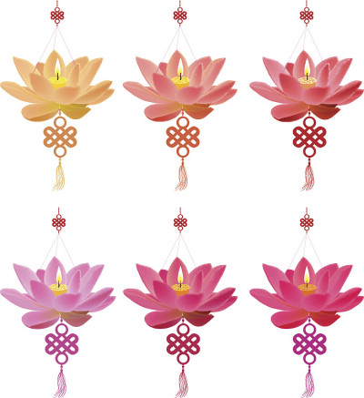 中国的宝莲灯。中国新年和中秋节