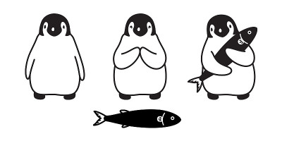 penguin icon vector logo fish salmon cartoon chara