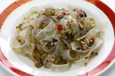 粉皮，绿豆瓣酱拌酸菜，中国家常菜