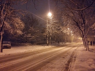 乌克兰基辅的大雪之夜