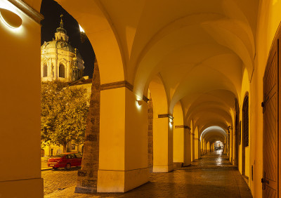 Prague - The porticoes on the Mala Strana quarter 