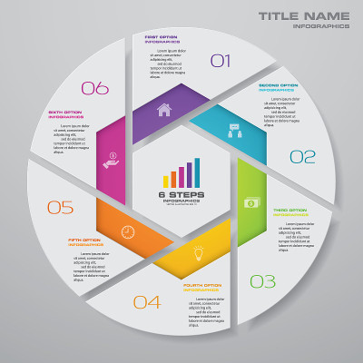 6 steps cycle chart infographics elements for data