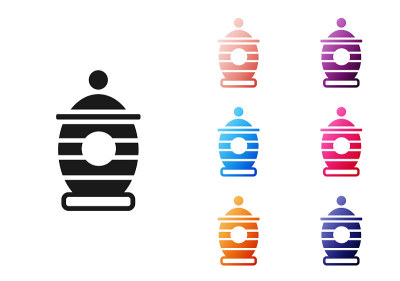 Black Funeral urn icon isolated on white backgroun