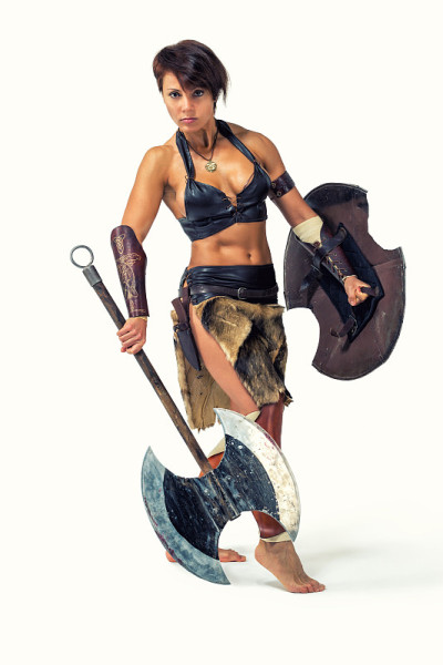 古代战士的女人。