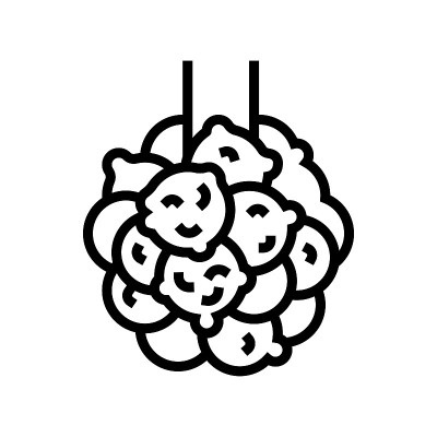 支气管扩张肺疾病线图标矢量插图